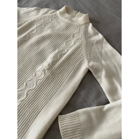 VTG. 50s/60s Mock Turtleneck sweater Cream Ivory long sleeve - Picture 2 of 7